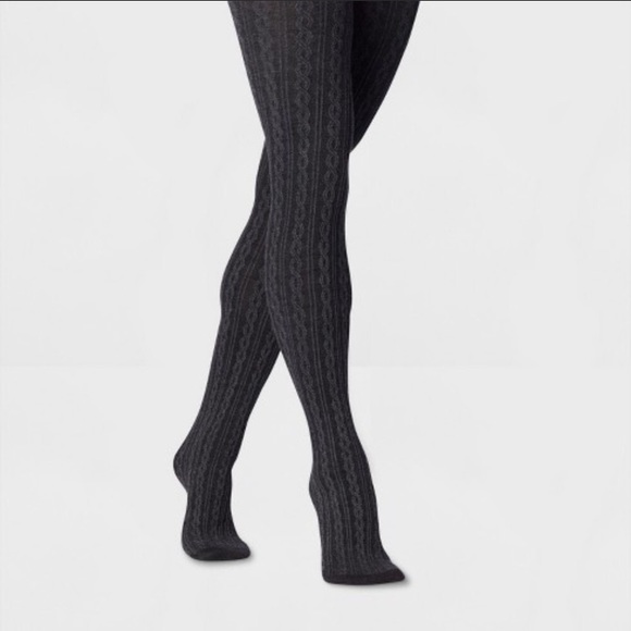 Gray cable knit tights
